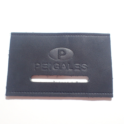 Black Label Logo Embossed Leather Patches For Jeans / Clothes