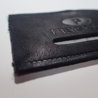 Black Label Logo Embossed Leather Patches For Jeans / Clothes