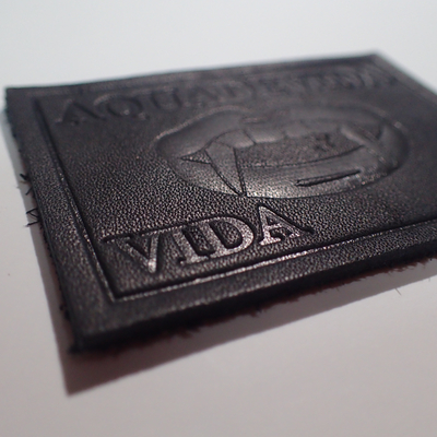 Black Label Logo Embossed Leather Patches For Jeans / Clothes