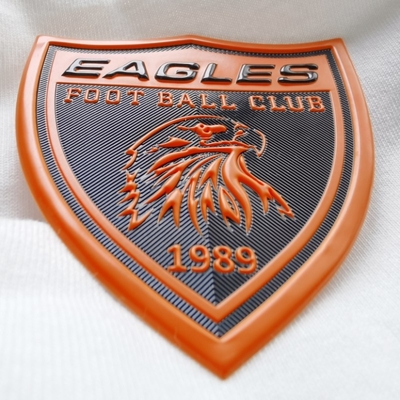 Stamp Embossed Shape Heat Transfer TPU Badge For Team Apparel