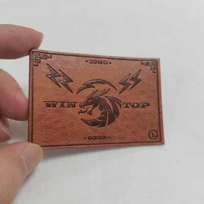 Custom Heat Transfer Iron On Genuine Engraved Leather Patches For Hats Clothes Bags Shoes Jeans
