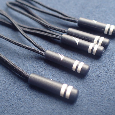 Black Rubber Debossed logo Zipper Slider Puller For Garment