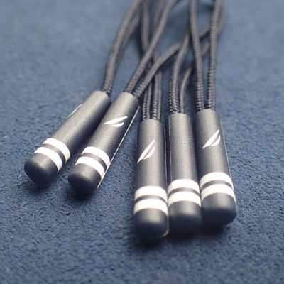 Black Rubber Debossed logo Zipper Slider Puller For Garment