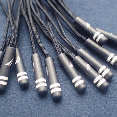 Black Rubber Debossed logo Zipper Slider Puller For Garment